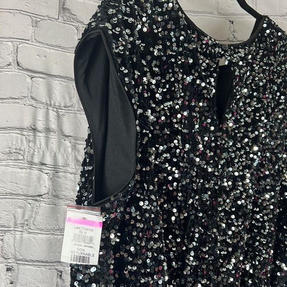 NEW City Chic tunic mini dress sequins black size large - Picture 5 of 13